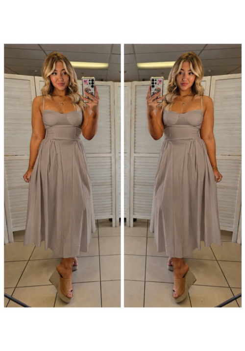 SWEETHEART SCULPTED MAXI DRESS - LATTE